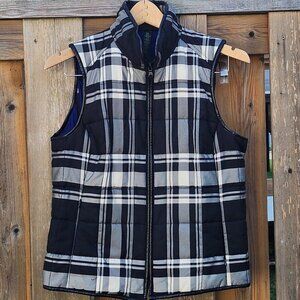 LAUREN RALPH LAUREN Petite Medium Vest Black and White Checkered Plaid